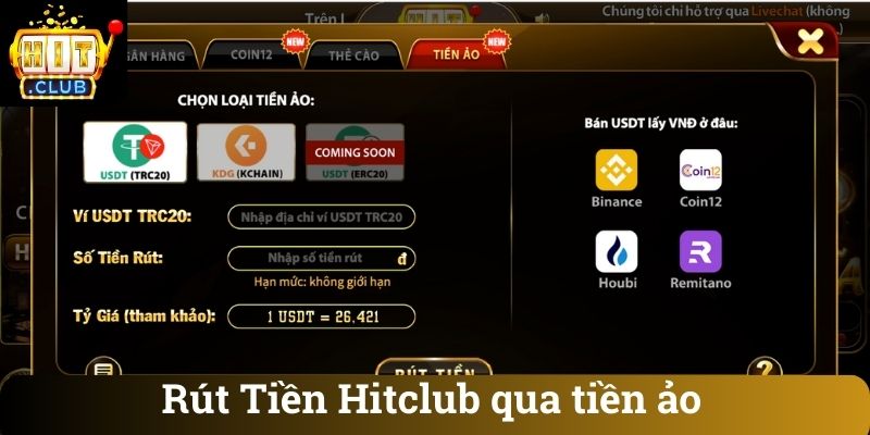 Rút Tiền Hitclub qua tiền ảo